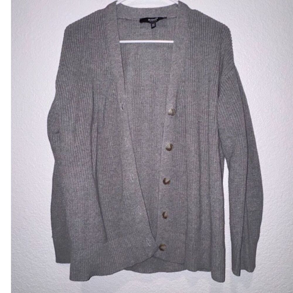 Hudson Los Angeles Gray Chunky Knit Button Front Cardigan S